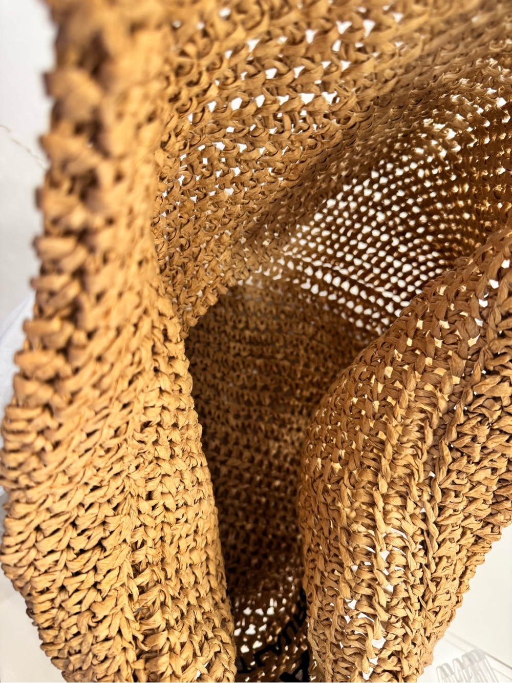 AUTHENTIC Saint Laurent Rive Gauche Embroidered Raffia Tote Shoulder Bag - Picture 6 of 9